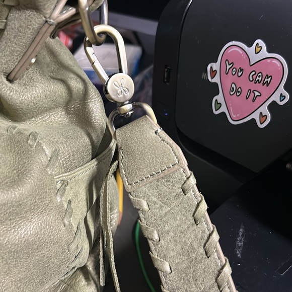 HOBO Shelia Large Leather Green Shimmery Metallic Stitched Patchwork - Picture 3 of 8